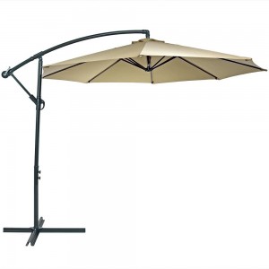 Mighty Rock 10-ft Offset Hanging Patio Umbrella Aluminum Outdoor Cantilever Umbrella Crank Lift